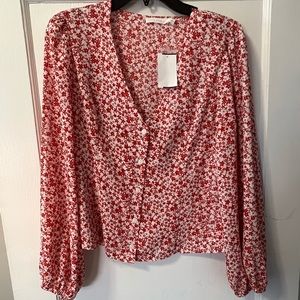 Lush floral print button down top